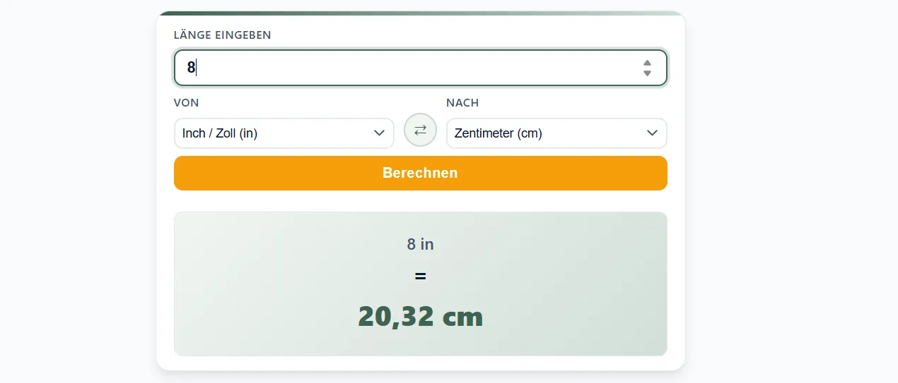 zoll in cm - inch in cm Umrechnung